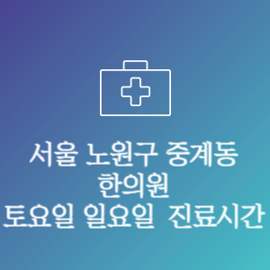 서울 노원구 중계동 한의원 주말 토요일 일요일 문여는 병원 진료시간