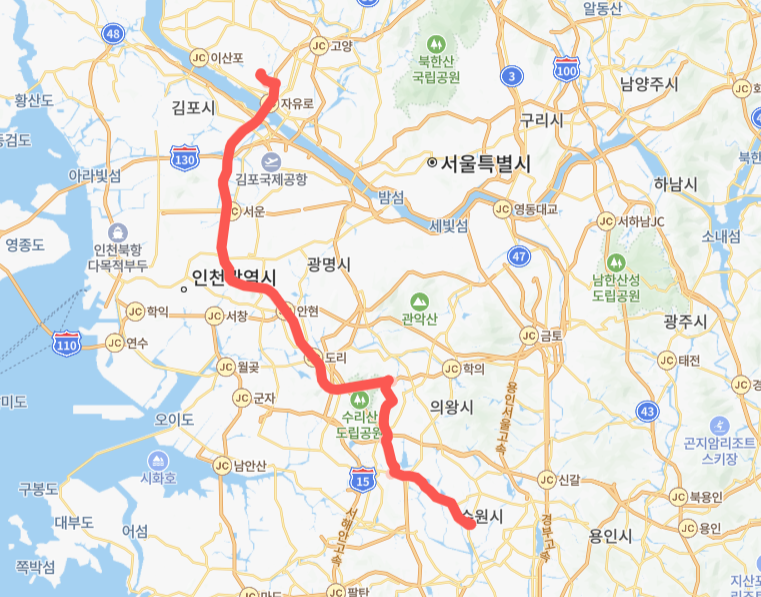 고양-군포-김포-수원-시흥-8450번-버스-노선-지도