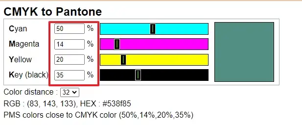 CMYK값으로 팬톤 컬러 찾기