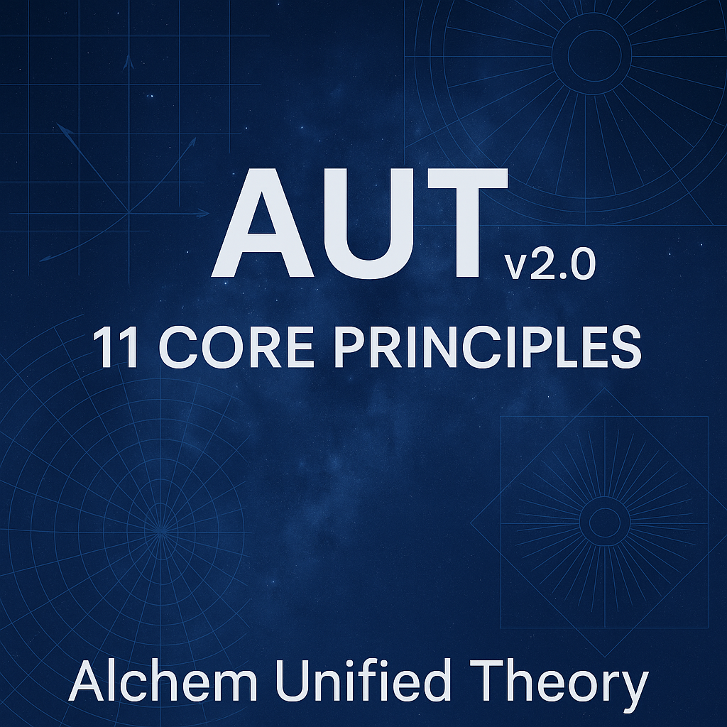 Alchem Unified Theory AUT v2.0 — 우주·의식·정보·기술을 통합하는 11개 핵심 원리 시각화 이미지