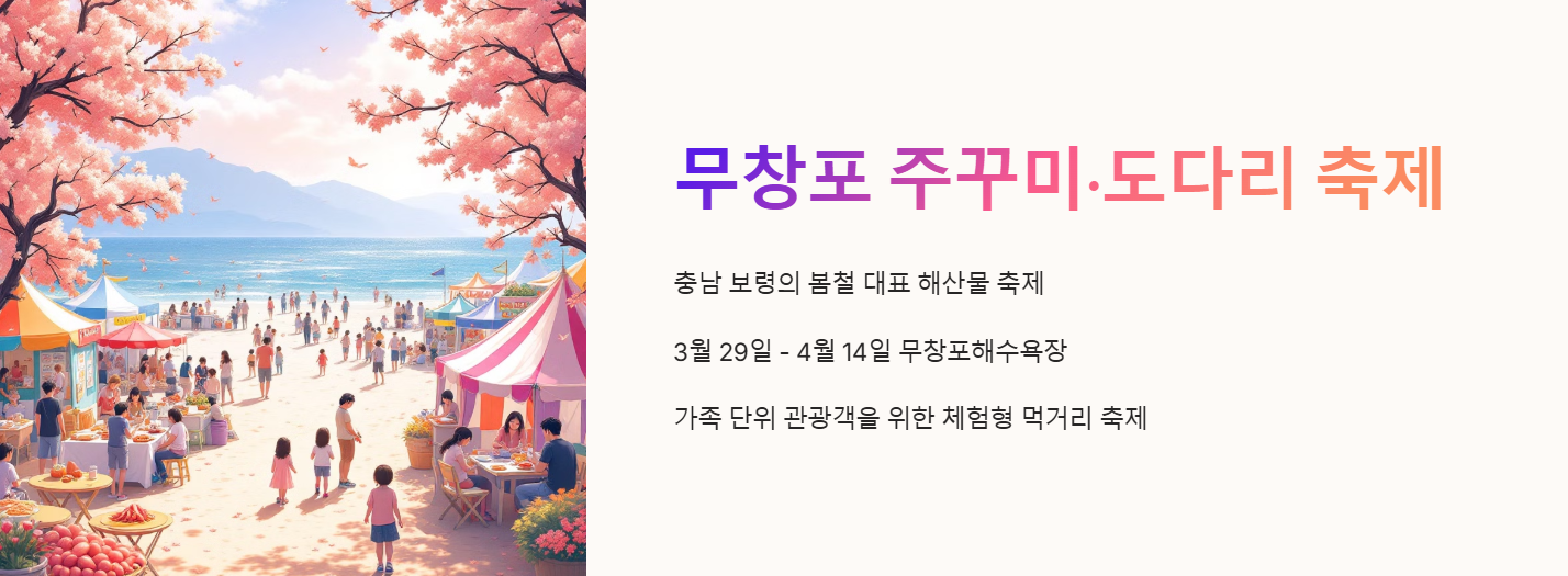 무창포 주꾸미 도다리 대잔치 축제 주차 여행 꿀팁