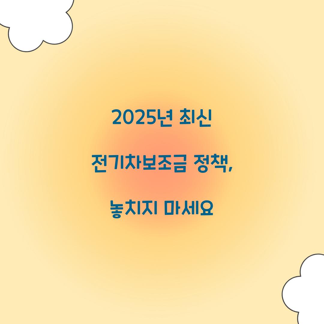 2025년 최신 전기차보조금 정책