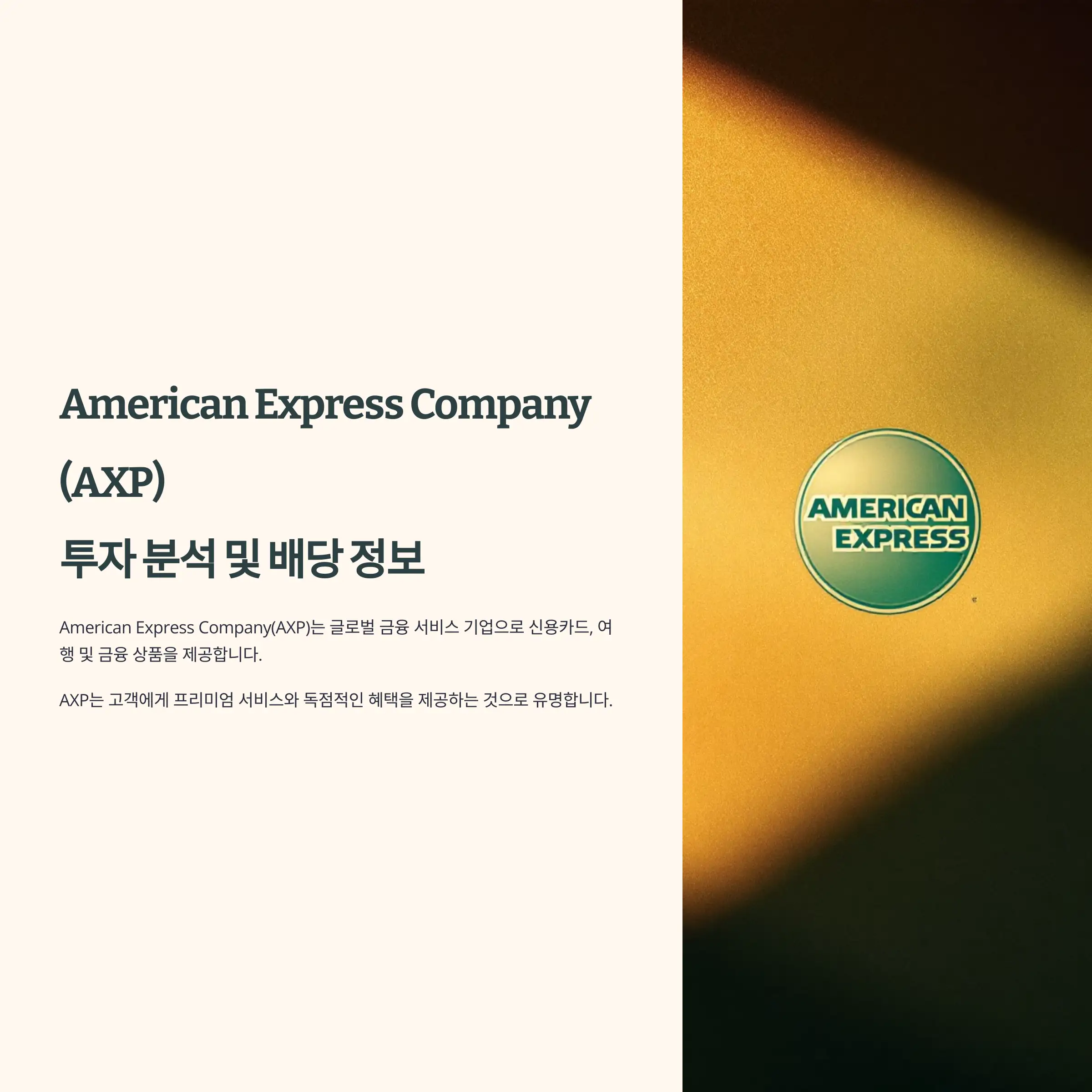 American Express Company(AXP) 투자 & 배당 완벽 분석