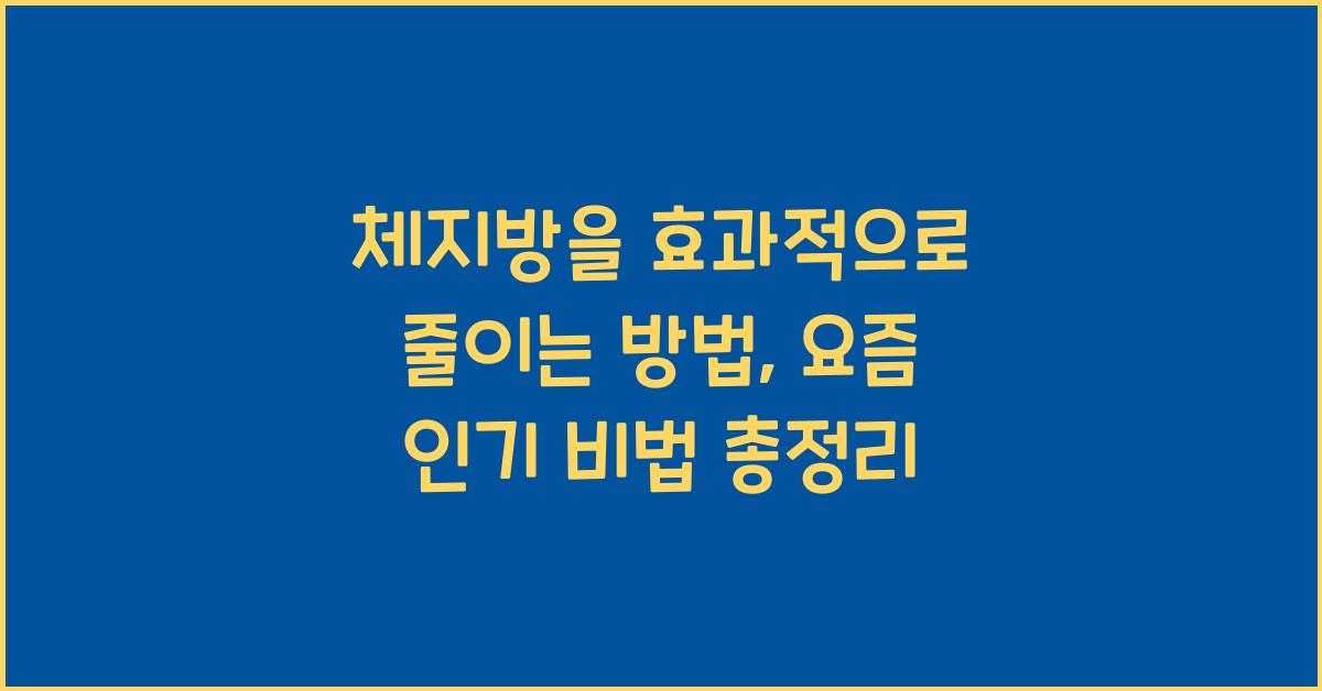 체지방을 효과적으로 줄이는 방법