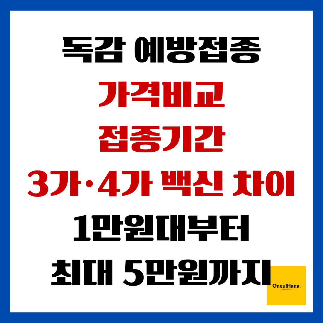 독감예방접종 가격비교,접종기간,3가 4가 백신차이