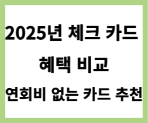 2025년 체크 카드 혜택 비교-연회비 없는 카드 추천
