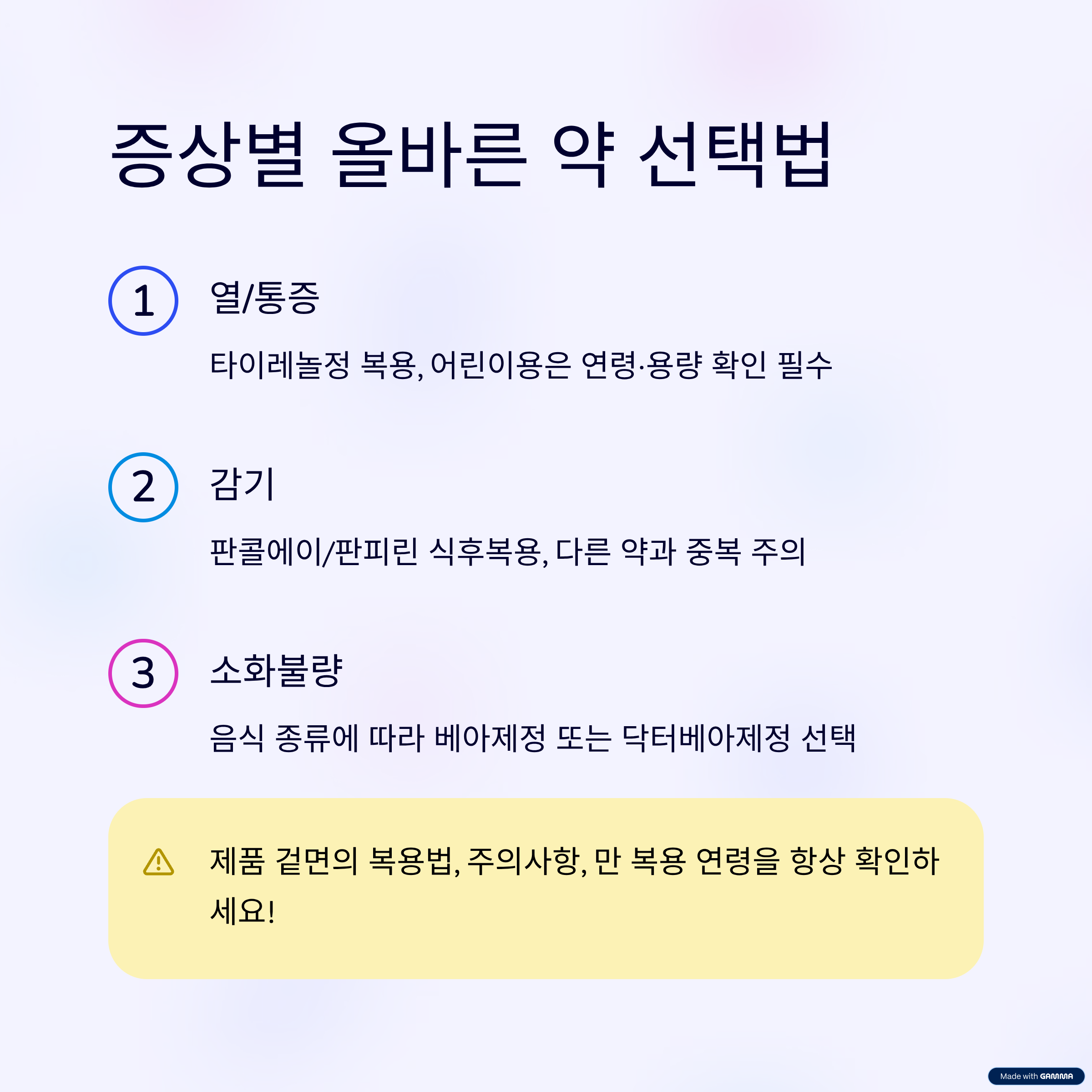 증상별 올바른 약 선택 및 복용 팁