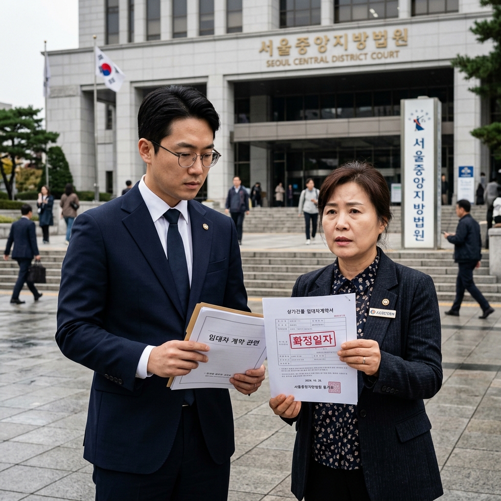 상가건물 임대차보호법에 따라 우선변제권을 보장받기 위한 법적 계약 서류 검토 비주얼