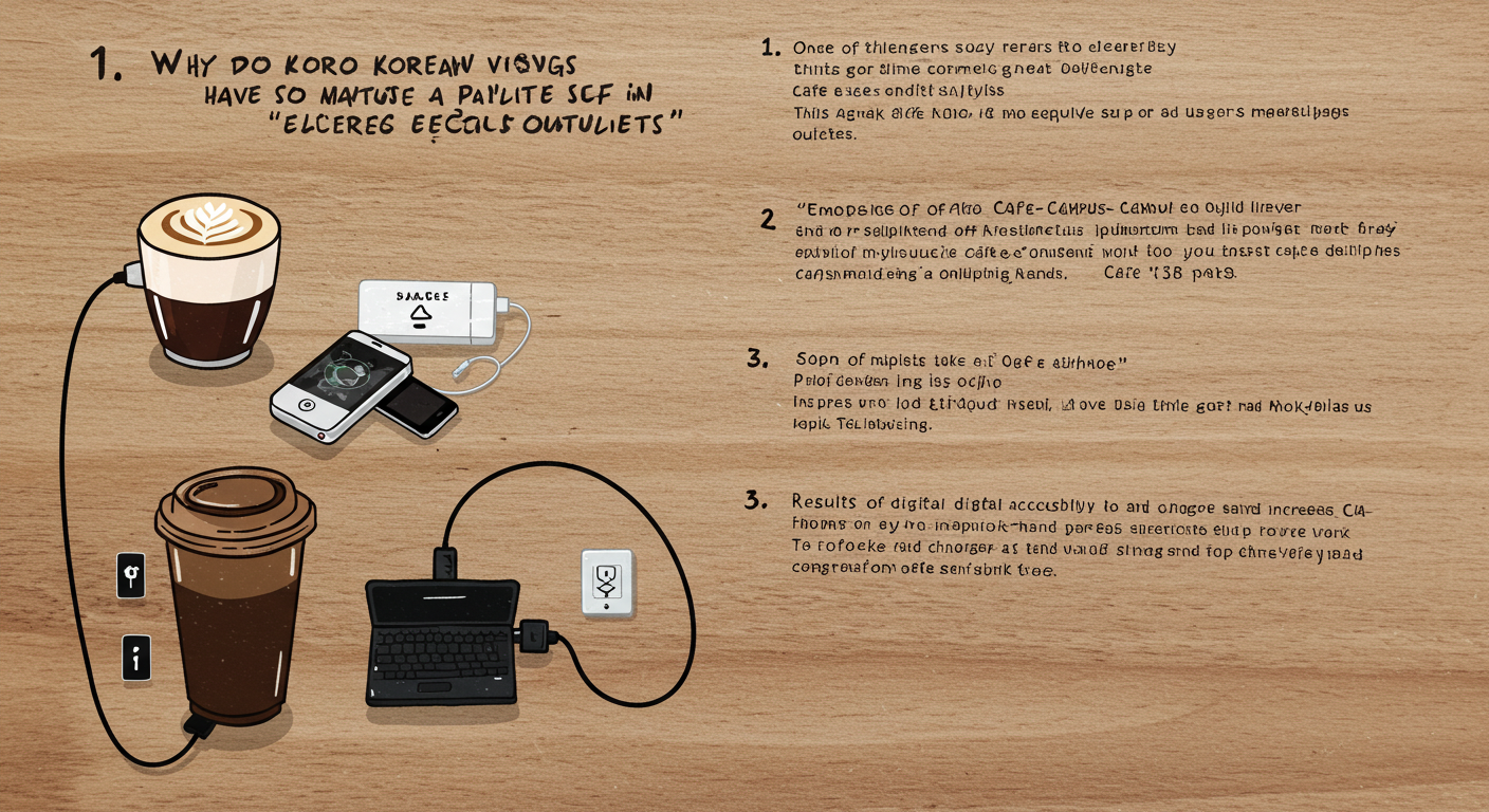 Electrical outlets available under each table in a Seoul coffee shop