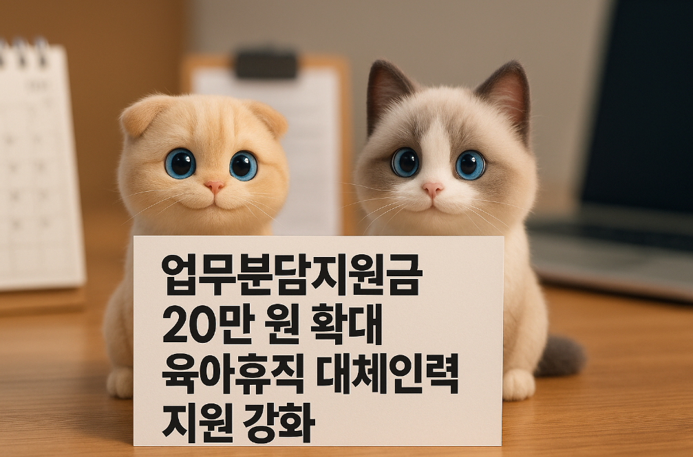 업무분담지원금 20만 원 확대, 육아휴직 대체인력 지원 강화