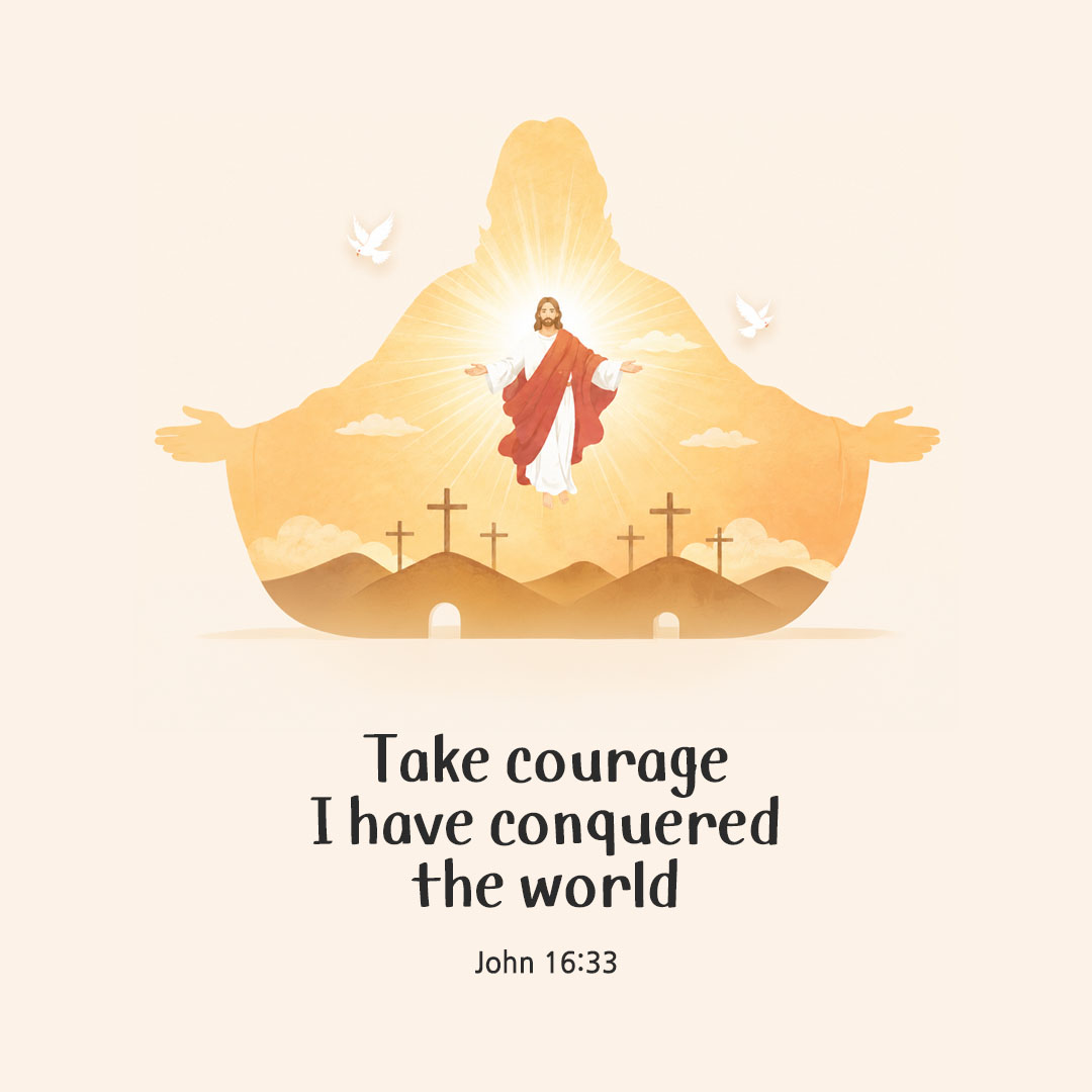 Today's Bible verse card John 16:33 scripture image