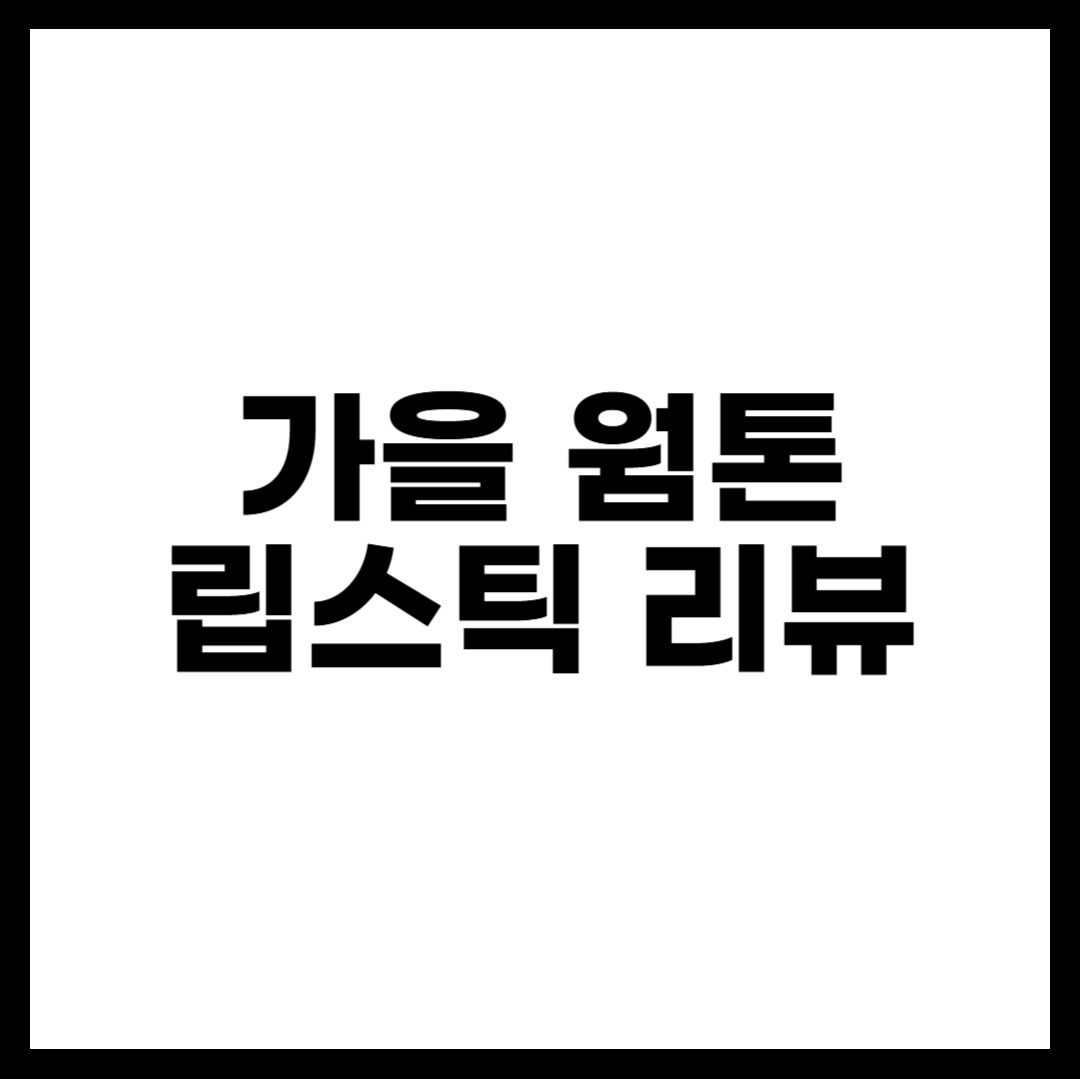 가을 웜톤 립스틱 리뷰