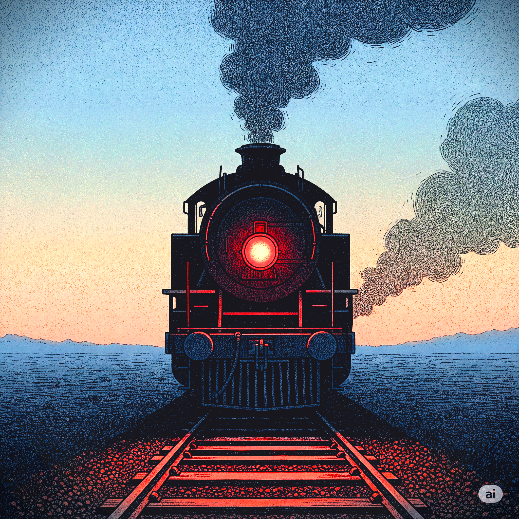 빨간 램프가 보이는 기차