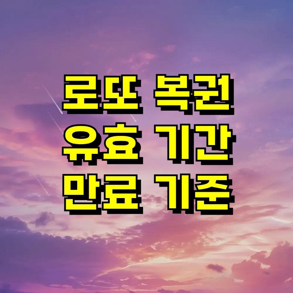 로또 복권 유효 기간 만료 기준