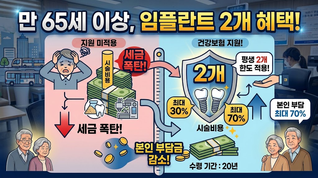 만 65세 이상 어르신 임플란트 건강보험 지원 제도 안내
