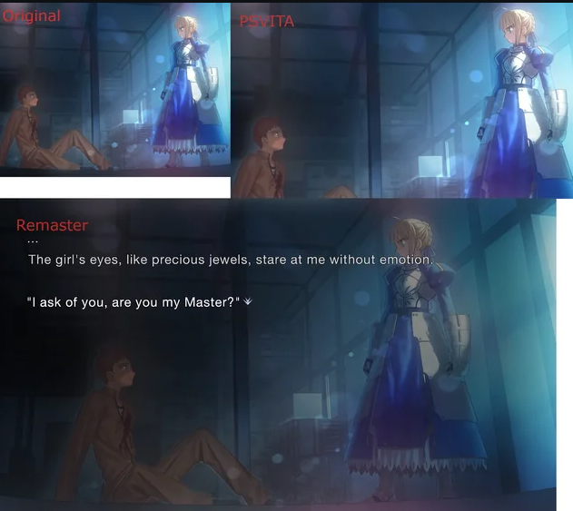 Fate/stay night REMASTERED 풀HD 그래픽 비교 - 원작 대비 개선된 비주얼