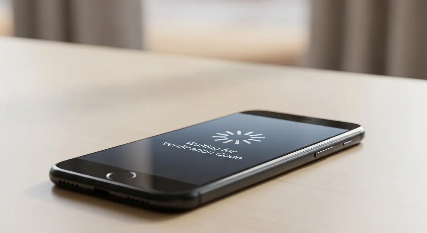 문자 인증번호가 늦게 도착하는 스마트폰 상황을 설명하는 이미지