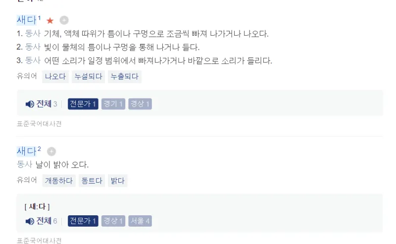 새어나오다 세어나오다 맞춤법 뜻 유래_6