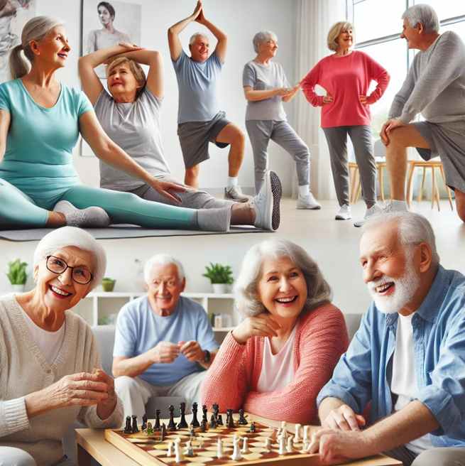 여가를 즐기는 노인들의 모습