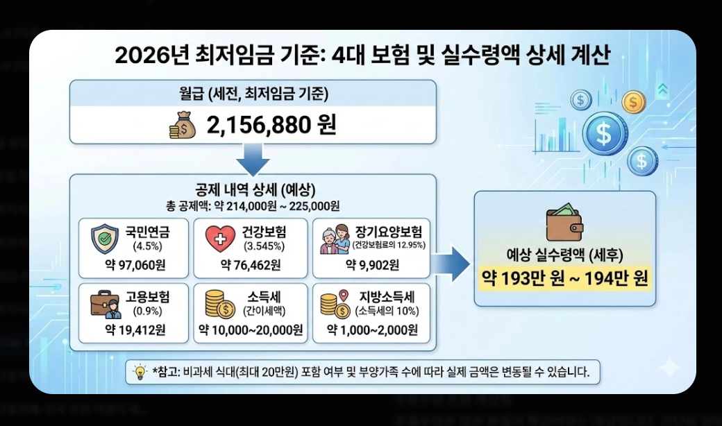 2026 최저시급 실수령액 총정리 - 세후 월급부터 주휴수당까지
