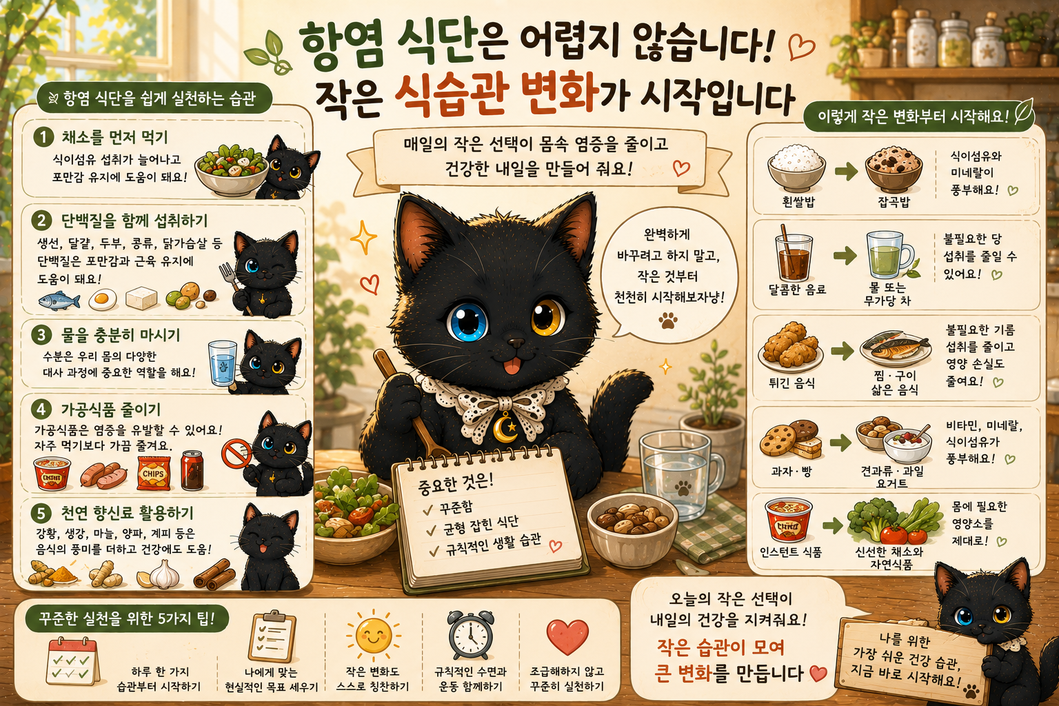 항염 식단은 어렵지 않습니다. 작은 식습관 변화가 시작입니다