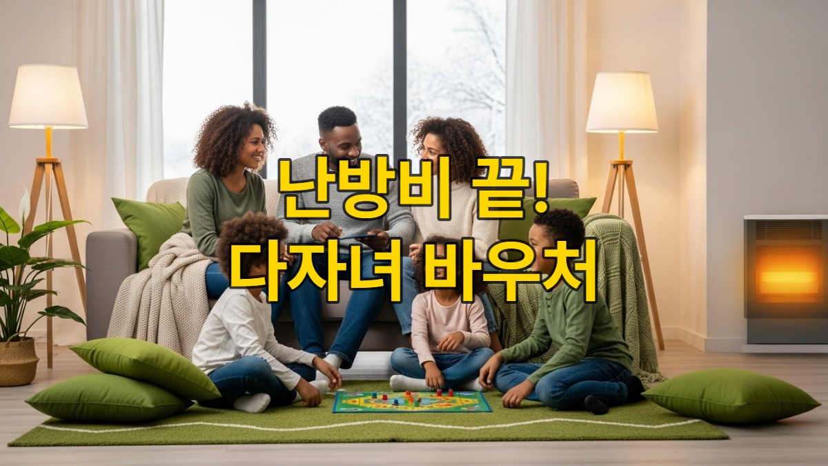 따뜻하고 아늑한 거실에서 미소를 지으며 보드게임을 하는 다자녀 가족의 모습