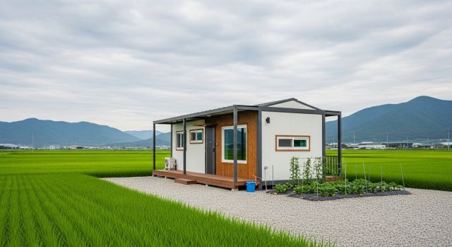 한국 농촌 지역에 지어진 모듈러주택 전원주택 실제 모습