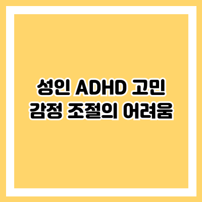 성인 ADHD 고민: 감정 조절의 어려움