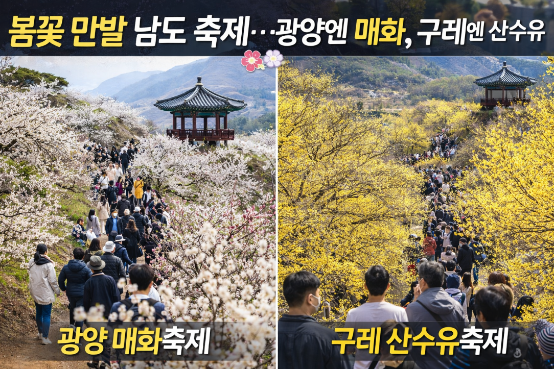남도 봄꽃 축제 총정리, 광양 매화와 구례 산수유 완벽 코스