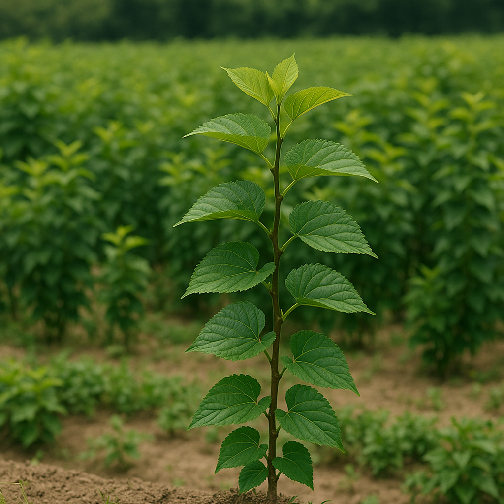 밭에서 5m 거리로 본 뽕잎 나무 전경