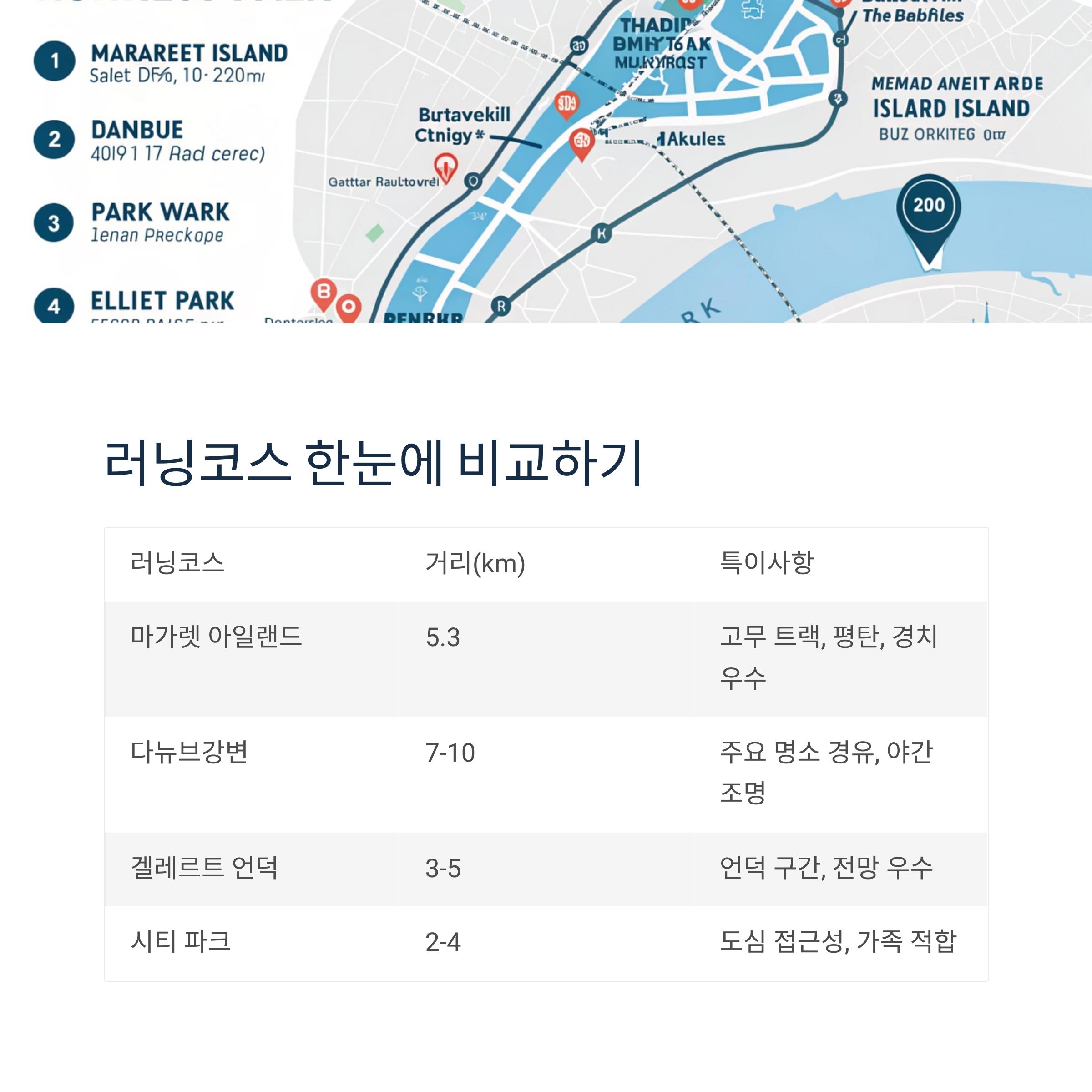 러닝코스 한눈에 비교하기