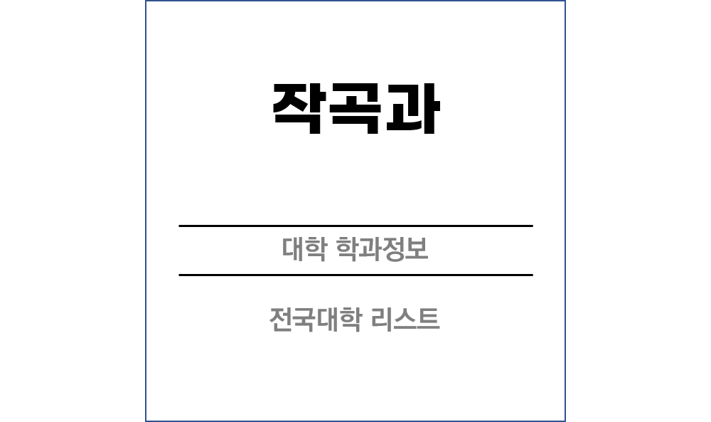 작곡과 전망 및 전국대학리스트