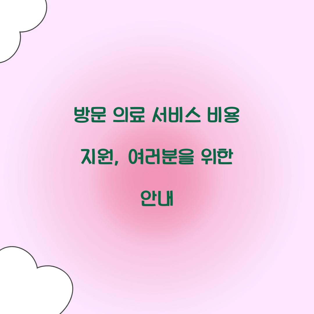 방문 의료 서비스 비용 지원