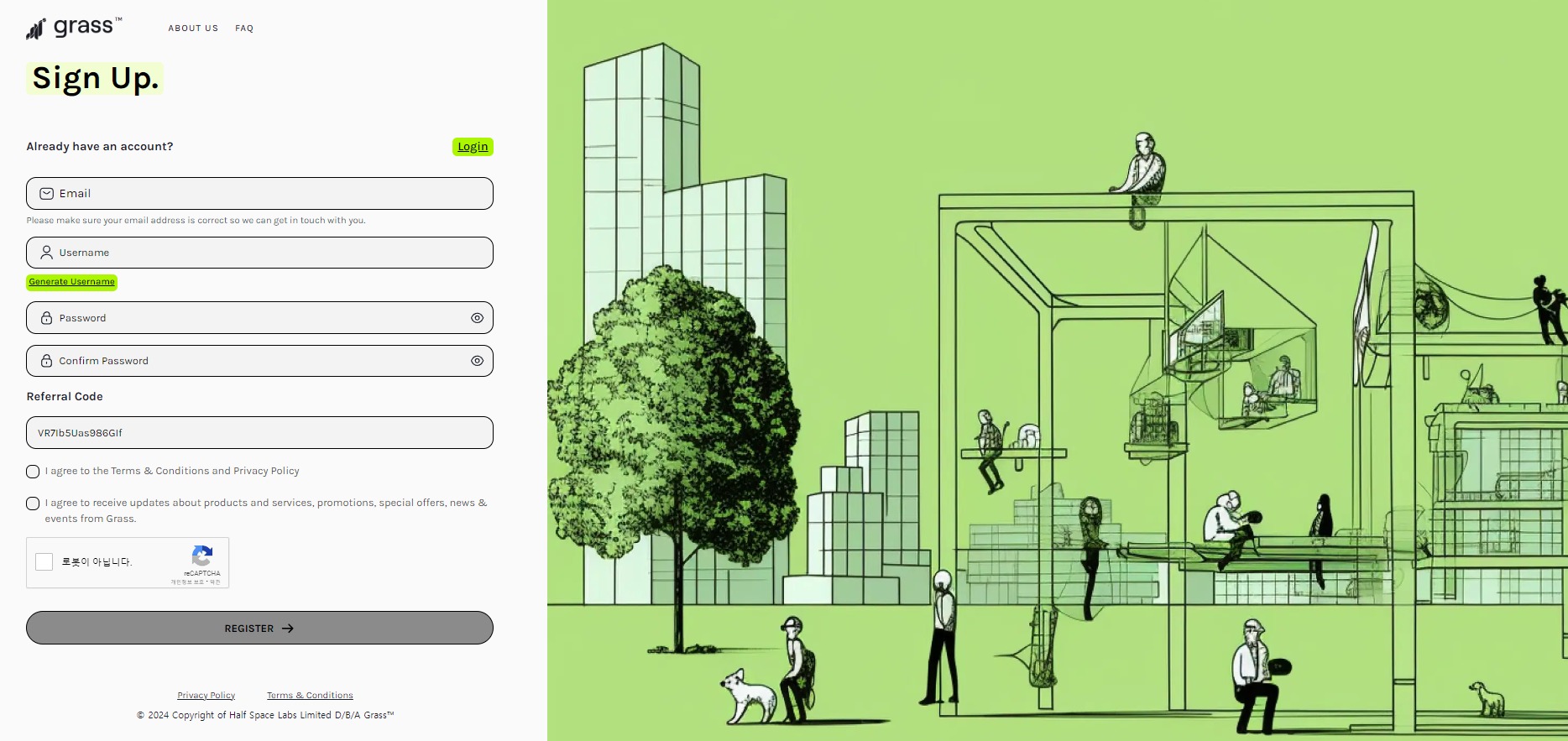 Grass 코인 홈페이지 회원가입
