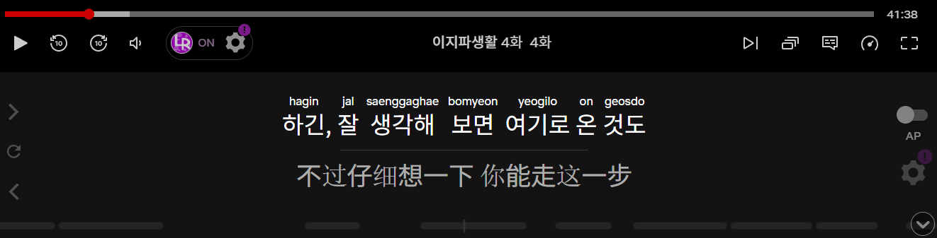 Language Reactor 활용중인 화면 캡처
