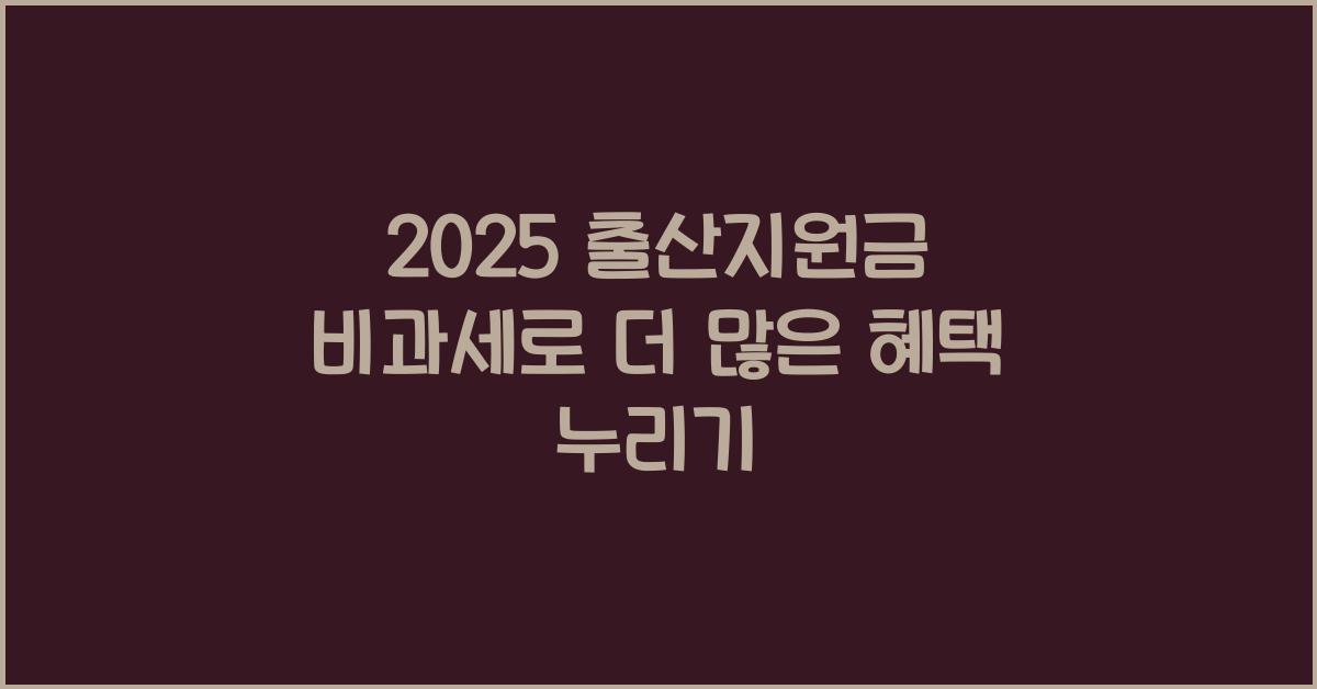 2025 출산지원금 비과세