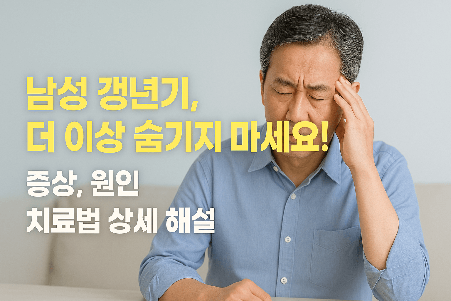 남성 갱년기, 더 이상 숨기지 마세요! 증상, 원인, 치료법 상세 해설