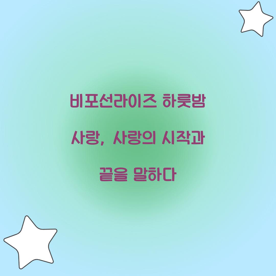 비포선라이즈 하룻밤 사랑