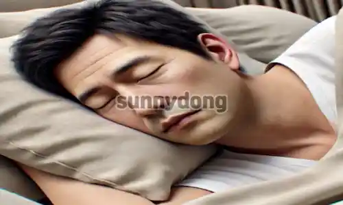 베개 밑에 손넣고 자는 좋지않은 자세 이미지