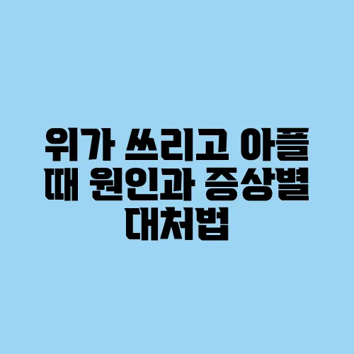 위가 쓰리고 아플 때 원인과 증상별 대처법, 생활 습관 개선 팁