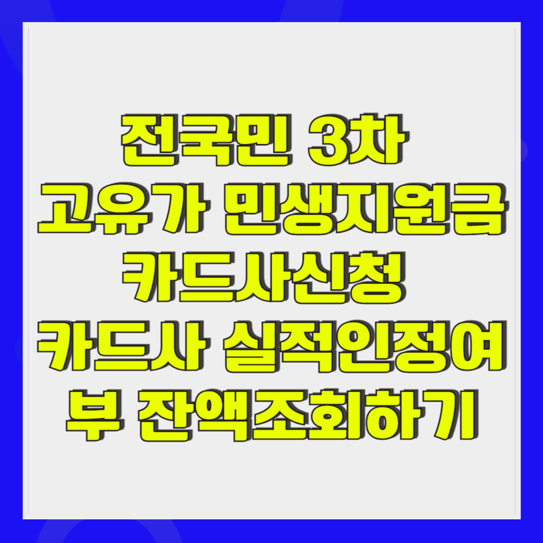 전국민 3차 고유가 민생지원금 카드사신청 카드사 실적인정여부 잔액조회하기