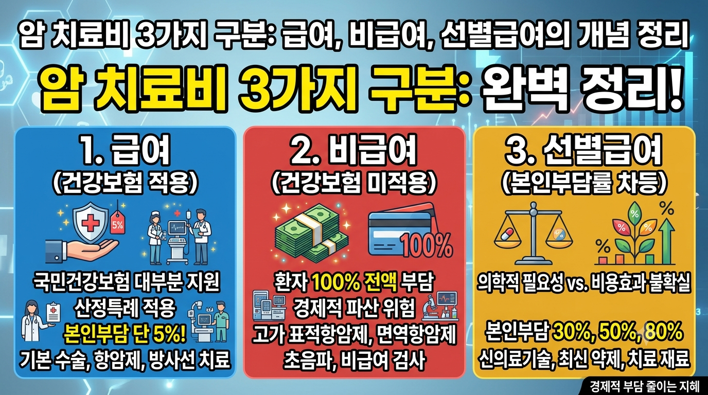 암 치료비의 현실! 급여 vs 비급여 vs 선별급여 항목 구분과 심각한 문제점 분석