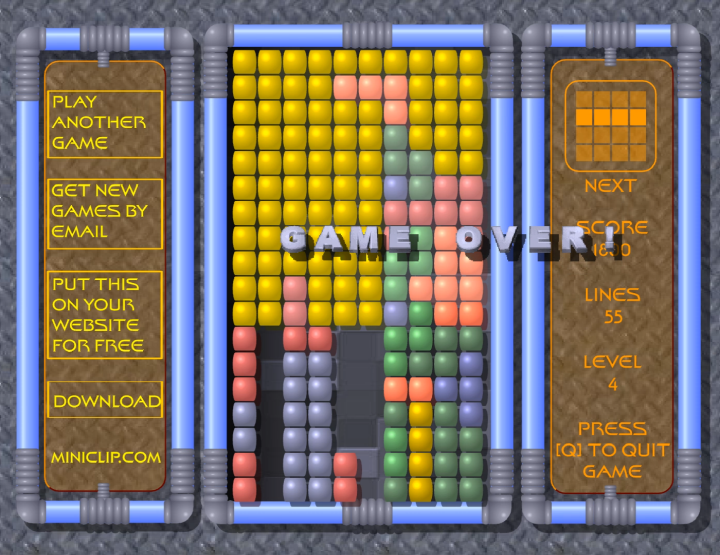 테트리스-미니컵-플래시게임-종료-화면