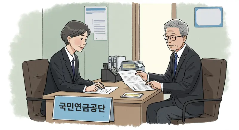국민연금공단에서-연금-가입-상단받는-모습