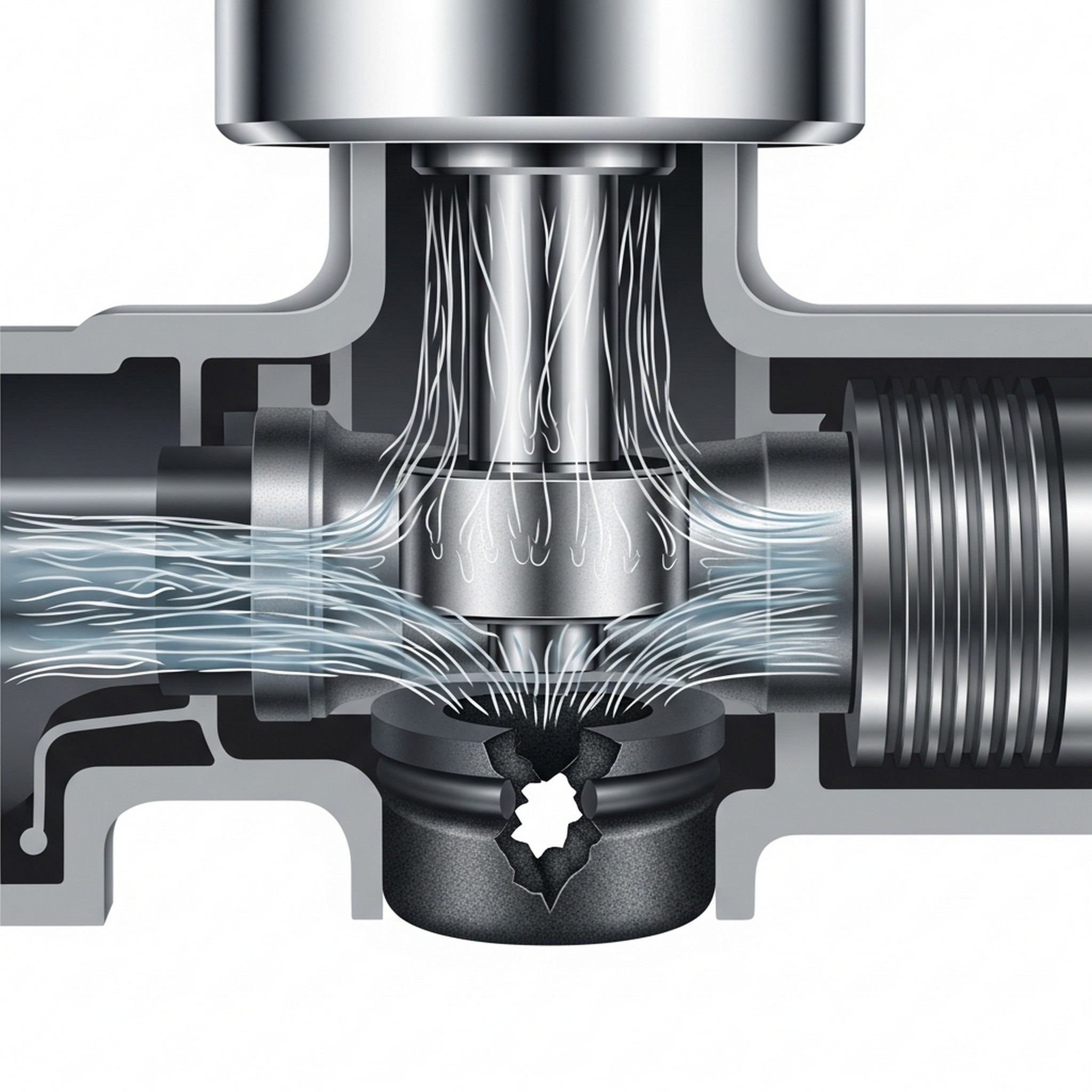 마모된 고무씰 밸브