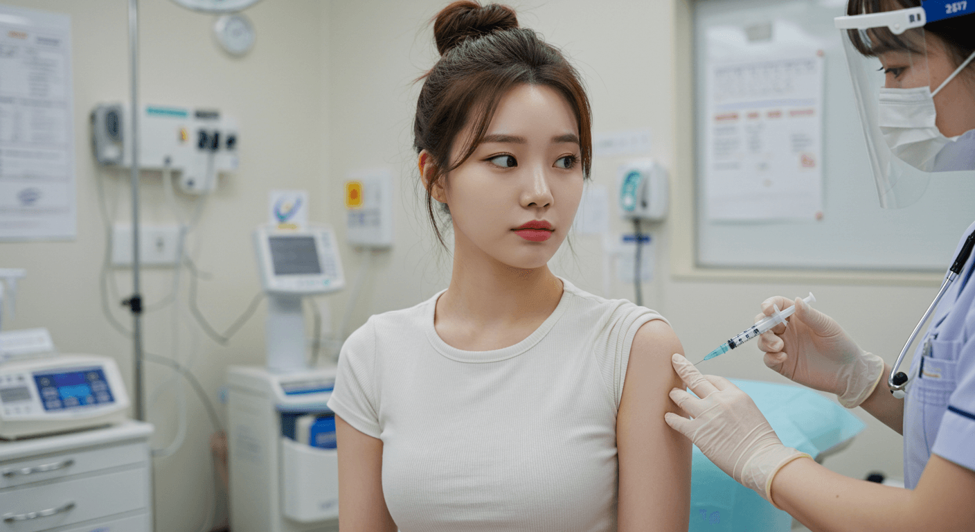 접종기관에서 HPV 예방접종을 받는 모습