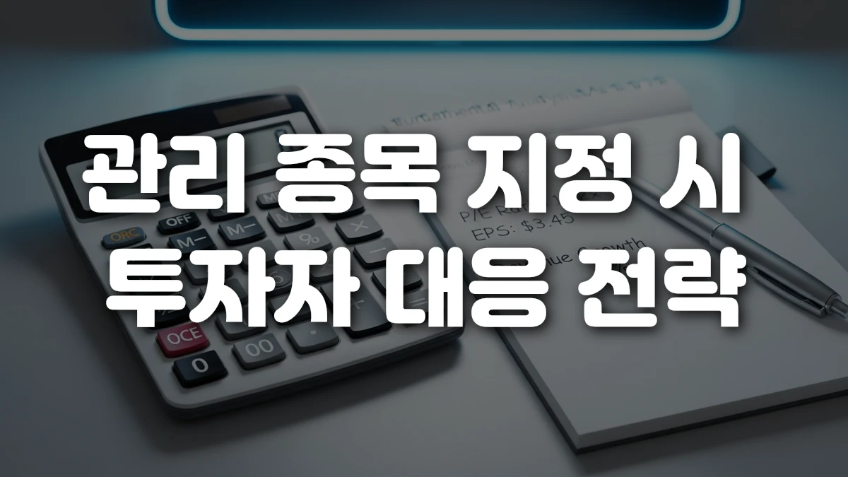관리 종목 지정 시 투자자 대응 전략