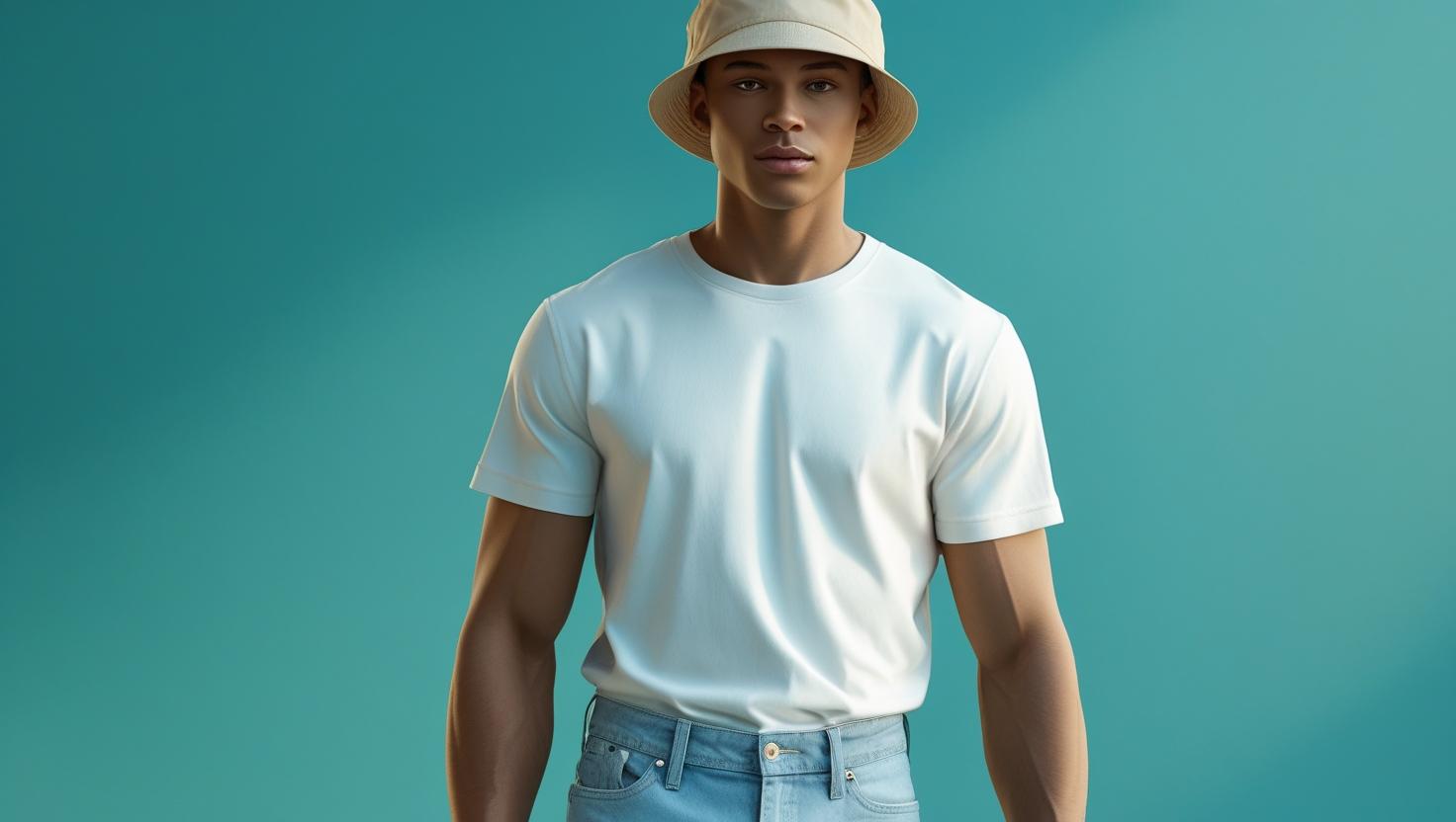 심플한 티셔츠 + 쇼츠 조합에 버킷햇 하나만 해줘도 스타일 UP