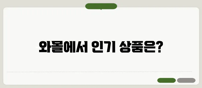 국군복지단 와몰에서 살 수 있는 추천 상품 총정리