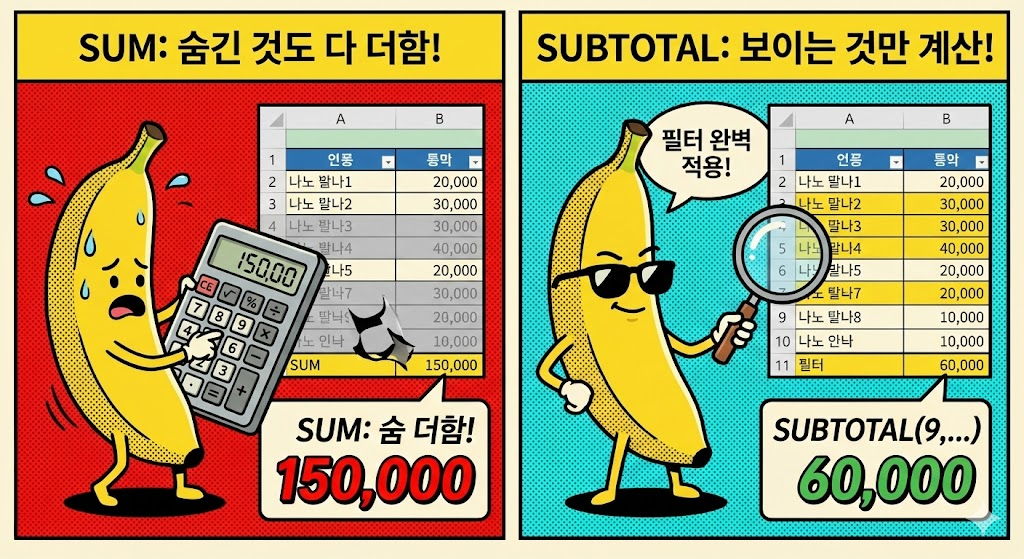 엑셀 SUBTOTAL 함수 완벽 가이드
